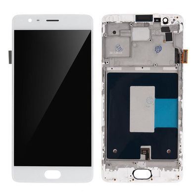 Дисплей для OnePlus 3 A3003, 3T A3010 з рамкою білий, OLED Хайкопія 12896 фото