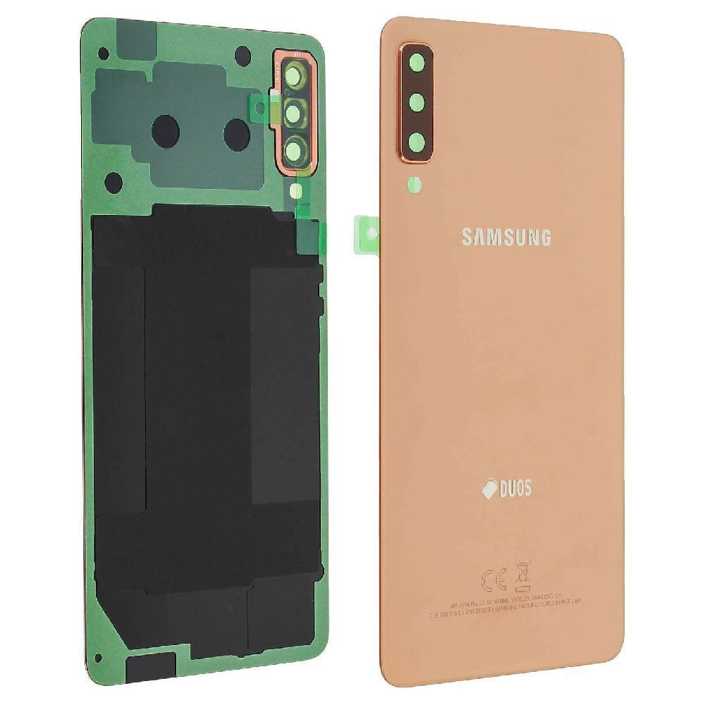 Задня кришка для Samsung A750F Galaxy A7 (2018) золотиста зі склом камери 24383 фото