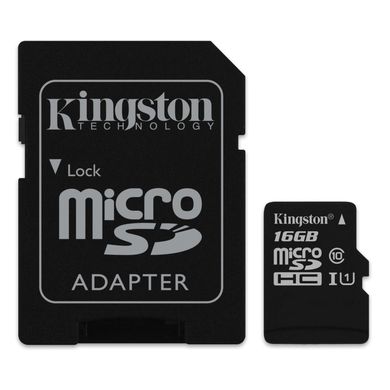 Карта памяти Kingston MicroSDHC 16GB Class 10 UHS-I R45/W10MB/s + SD Adapter (SDC10G2/16GB) 10811 фото