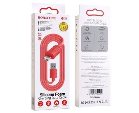 Кабель Borofone BX52 Lightning 1m 2.4A красный 25845 фото