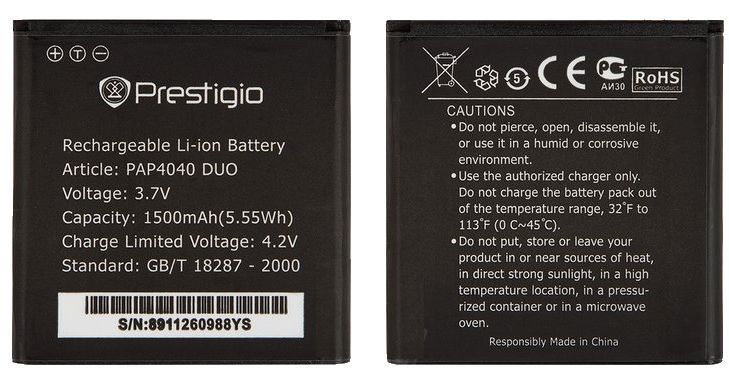 Аккумулятор Prestigio PAP4040 (1500 mAh) 04912 фото