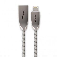 Кабель Wesdar T10 Lightning 1m 3A braided White 15640 фото