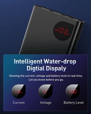 Внешний аккумулятор (Повербанк) Baseus Adaman Metal Digital Display Quick Charge 20000mAh 22.5W Black ( PPAD000101 ) 26192 фото