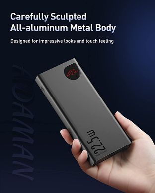 Внешний аккумулятор (Повербанк) Baseus Adaman Metal Digital Display Quick Charge 20000mAh 22.5W Black ( PPAD000101 ) 26192 фото