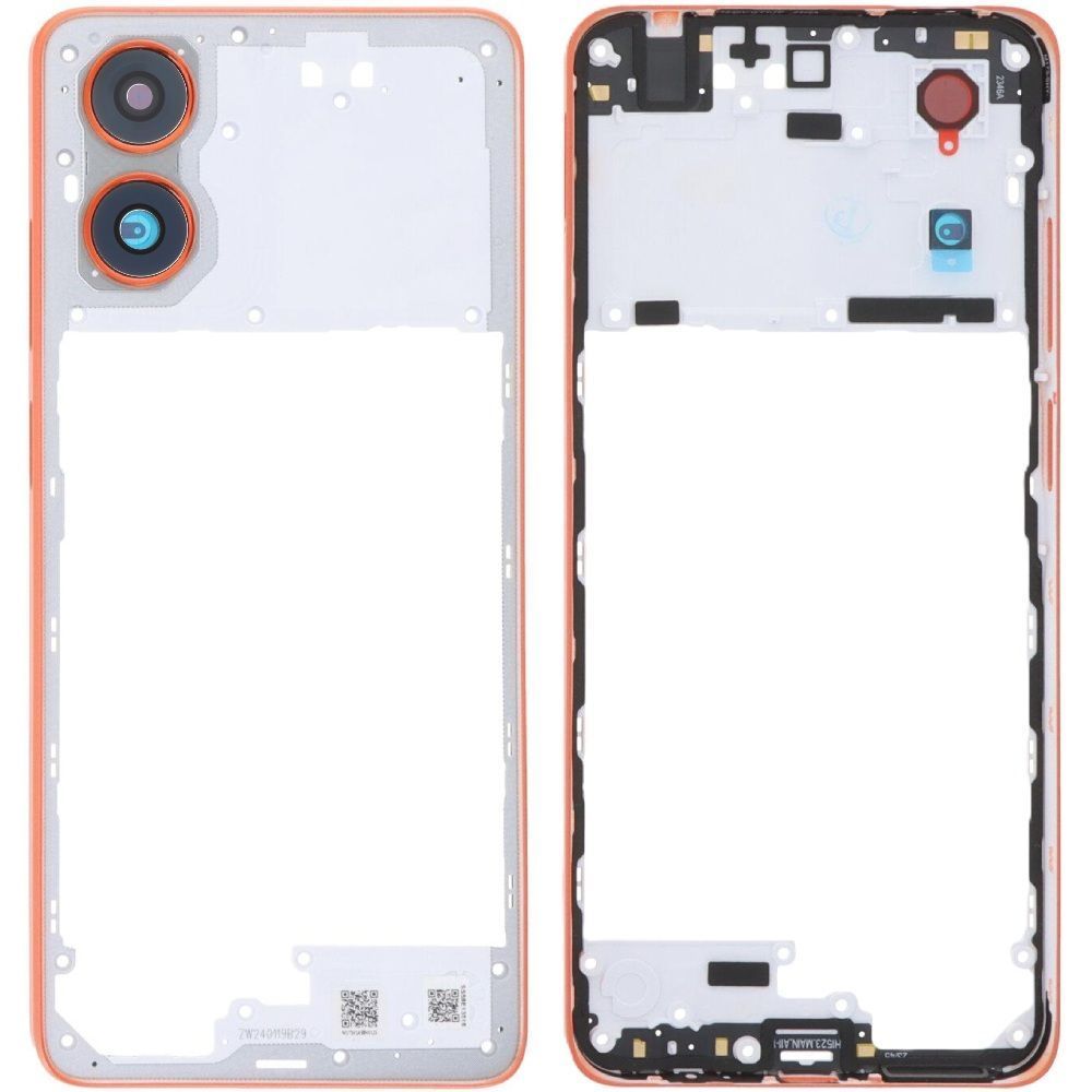 Рамка корпусу Motorola XT2421 Moto G04, XT2421-8 Moto G04s помаранчева, Sunrise Orange зі склом камери 33600 фото