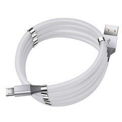 Кабель Florence MagNet microUSB 1m 3A White 19220 фото