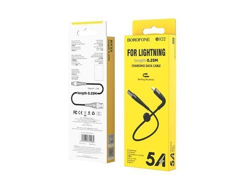 Кабель Borofone BX32 Lightning 0.25m 5A чорний 25860 фото