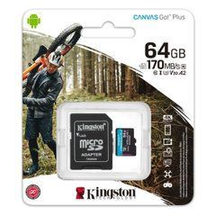 Карта пам'яті microSDXC (UHS-1 U3) Kingston Canvas Go Plus 64Gb class 10 A2 V30 (R170MB/s, W70MB/s) (adapter SD) 27860 фото