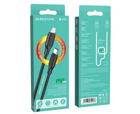 Кабель Borofone BX42 Type-C to Lightning 1m 3A черный 25855 фото