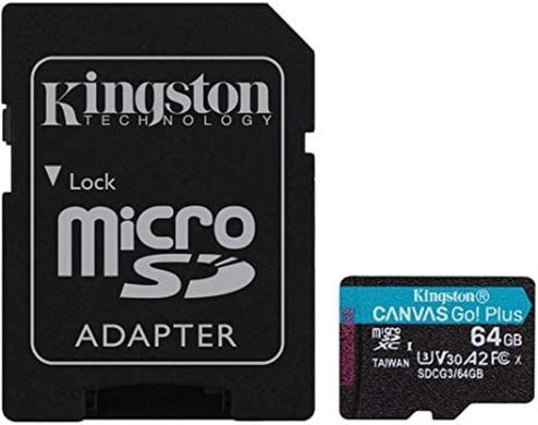 Карта пам'яті microSDXC (UHS-1 U3) Kingston Canvas Go Plus 64Gb class 10 A2 V30 (R170MB/s, W70MB/s) (adapter SD) 27860 фото