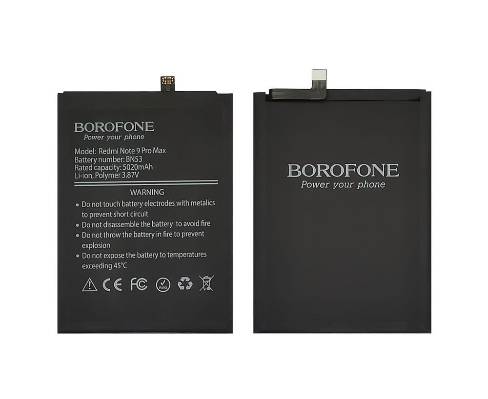 Аккумулятор BN53 Borofone для Xiaomi Redmi Note 9 Pro Max, Poco M2 Pro, Redmi Note 10 Pro, Redmi Note 10 Pro Max 5020mAh 27787 фото