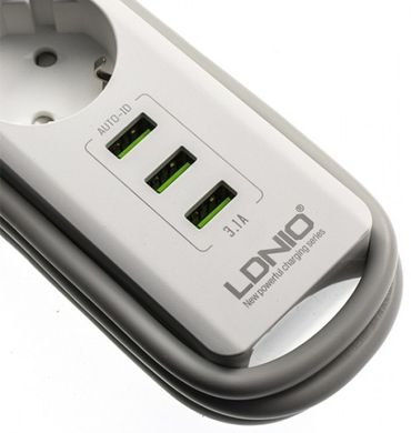 Сетевой удлинитель LDNIO SE3330 3x220V и 3xUSB, 1,8м 07532 фото