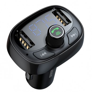 Автомобильное зарядное устройство с FM-модулятором Baseus T-Typed MP3 Car Charger (CCALL-TM01) черный 19715 фото