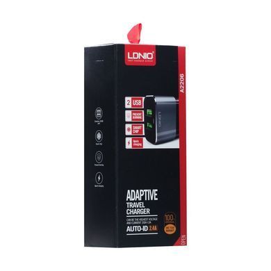 Мережевий зарядний пристрій LDNIO A2206 2USB 2.4A + кабель Type-C 17553 фото