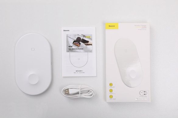 Беспроводное зарядное устройство Baseus Smart 2in1 Wireless Charger White (WX2IN1-02) 15234 фото