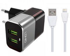 Сетевое зарядное устройство LDNIO A2206 2USB 2.4A + провод Lightining 17555 фото