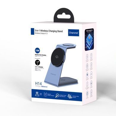 Бездротовий зарядний пристрій 3в1 Charome H14 Wireless Charging Stand Silver 28859 фото