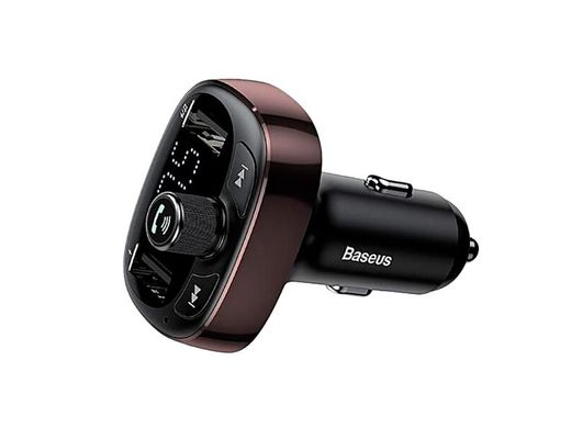 Автомобильное зарядное устройство с FM-модулятором Baseus T-Typed MP3 Car Charger (CCALL-TM12) коричневый 20342 фото