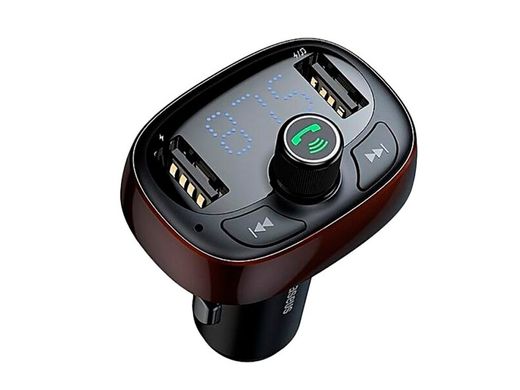 Автомобильное зарядное устройство с FM-модулятором Baseus T-Typed MP3 Car Charger (CCALL-TM12) коричневый 20342 фото