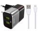 Мережевий зарядний пристрій LDNIO A2206 2USB 2.4A + кабель Lightining 17555 фото 1