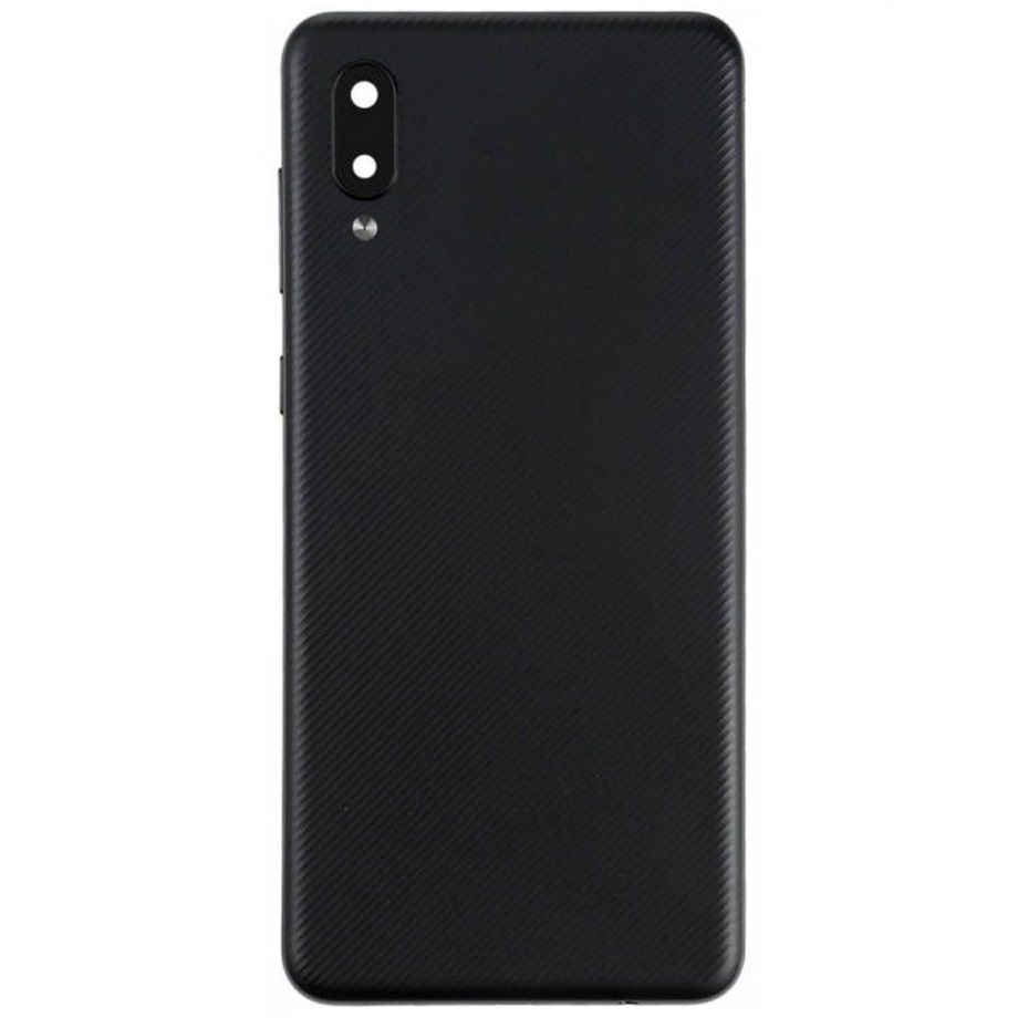 Задня кришка для Samsung A022 Galaxy A02 чорна зі склом камери 31232 фото