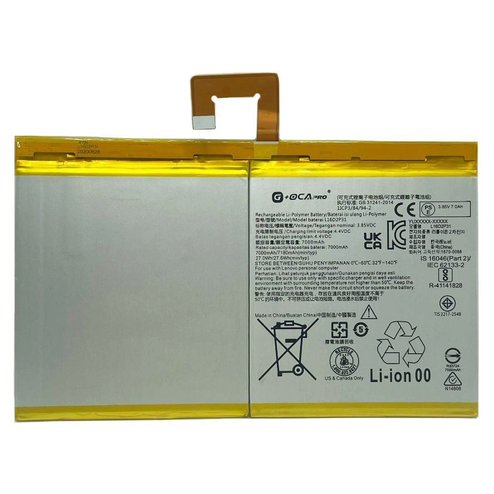 Аккумулятор L16D2P31 G+OCA PRo для Lenovo TB-X304 Tab 4 10, TB-X705 Tab P10, TB-X606 Tab M10 Plus 2nd Gen 7000 mAh Оригинал Китай 33807 фото