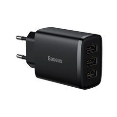 Сетевое зарядное устройство Baseus Compact Charger 17W (3-USB) (CCXJ020101) черный 27790 фото