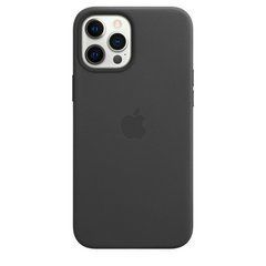 Чехол кожаный Leather Case Apple iPhone 12, iPhone 12 Pro с поддержкой MagSafe Black 21702 фото