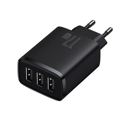 Мережевий зарядний пристрій Baseus Compact Charger 17W (3-USB) (CCXJ020101) чорний 27790 фото