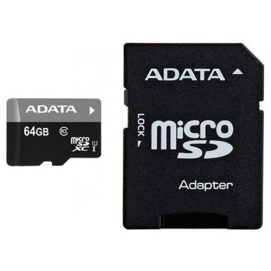 Карта памяти ADATA MicroSDXC 64GB UHS-1 (Class 10) Premier + SD adapter 13941 фото