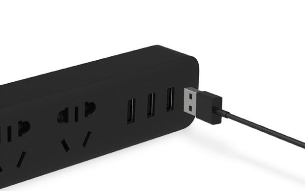 Сетевой удлинитель Xiaomi Mi Power Strip 3 3x220V и 3xUSB, 1,8м Black (NRB4015CN) 10993 фото