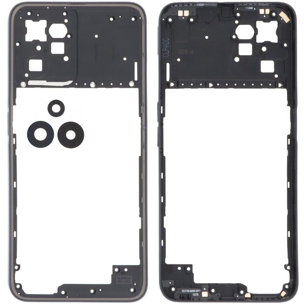 Рамка корпусу Realme C35 RMX3511 чорна, Glowing Black зі склом камери 33657 фото