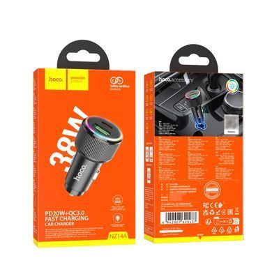 Автомобільний зарядний пристрій Hoco NZ14A USB + Type-C PD+QC сірий 32856 фото