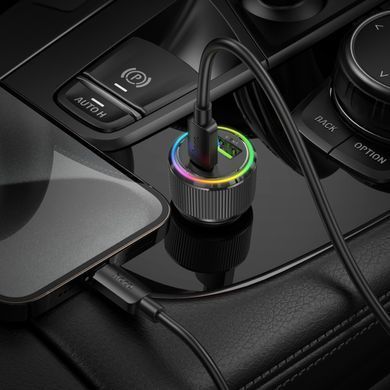 Автомобільний зарядний пристрій Hoco NZ14A USB + Type-C PD+QC сірий 32856 фото