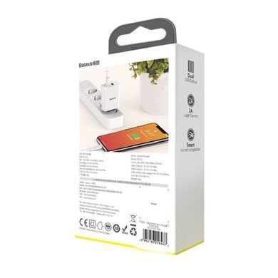 Мережевий зарядний пристрій Baseus Speed Mini Dual U (10.5W, 2.1A) Charger (CCFS-R02) білий 17775 фото