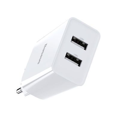Мережевий зарядний пристрій Baseus Speed Mini Dual U (10.5W, 2.1A) Charger (CCFS-R02) білий 17775 фото