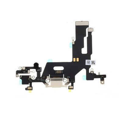 Шлейф для Apple iPhone 11 з розьємом зарядки і мікрофоном білий, Оригінал Китай 16136 фото