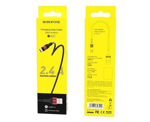 Кабель Borofone BX21 Type-A - Micro 1м 2.4A красный 25865 фото