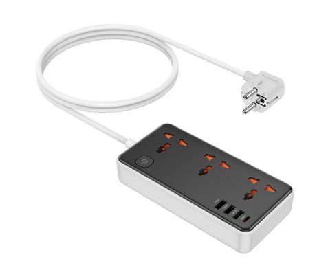 Сетевой удлинитель Hoco AC8A 3 USB/Type-C PD QC 30W 3 розетки 1.5m черный 28282 фото