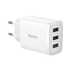 Сетевое зарядное устройство Baseus Compact Charger 17W (3-USB) (CCXJ020102) белый 27793 фото