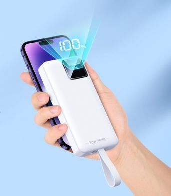 Внешний аккумулятор (Повербанк) Remax RPP-550 Suji Series PD 20W+QC 22.5W Fast Charging Cabled Power Bank 30000mAh белый 27744 фото