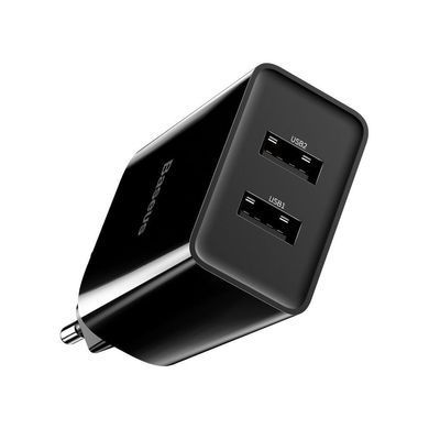 Мережевий зарядний пристрій Baseus Speed Mini Dual U (10.5W, 2.1A) Charger (CCFS-R01) чорний 17776 фото