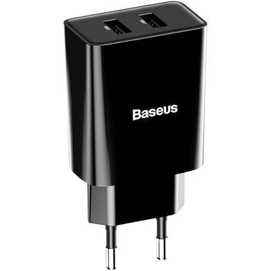 Мережевий зарядний пристрій Baseus Speed Mini Dual U (10.5W, 2.1A) Charger (CCFS-R01) чорний 17776 фото