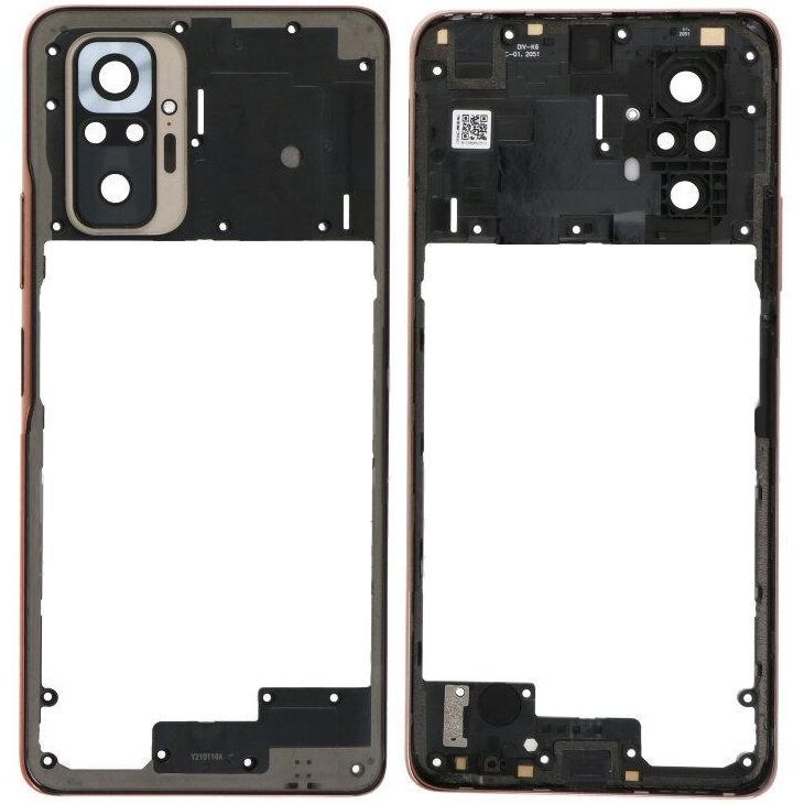 Рамка корпуса Xiaomi Redmi Note 10 Pro M2101K6G, M2101K6R бронзовая, Gradient Bronze со стеклом камеры 33810 фото
