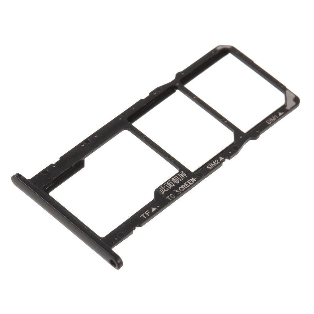 Держатель Sim-карты и карты памяти Huawei Y5 2018 (DRA-L21), Y5 Prime 2018 (DRA-L02, DRA-L22), черный, на две Sim-карты 16316 фото