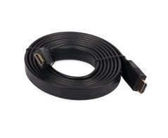 Відео кабель HDMI 3m з плоским кабелем та позолоченими конекторами чорний 29061 фото