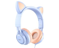 Наушники проводные Hoco W36 Cat ear синие 26824 фото