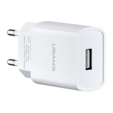 Сетевое зарядное устройство USAMS T18 CC075 2.4A USB-А Travel Charger белый 28052 фото