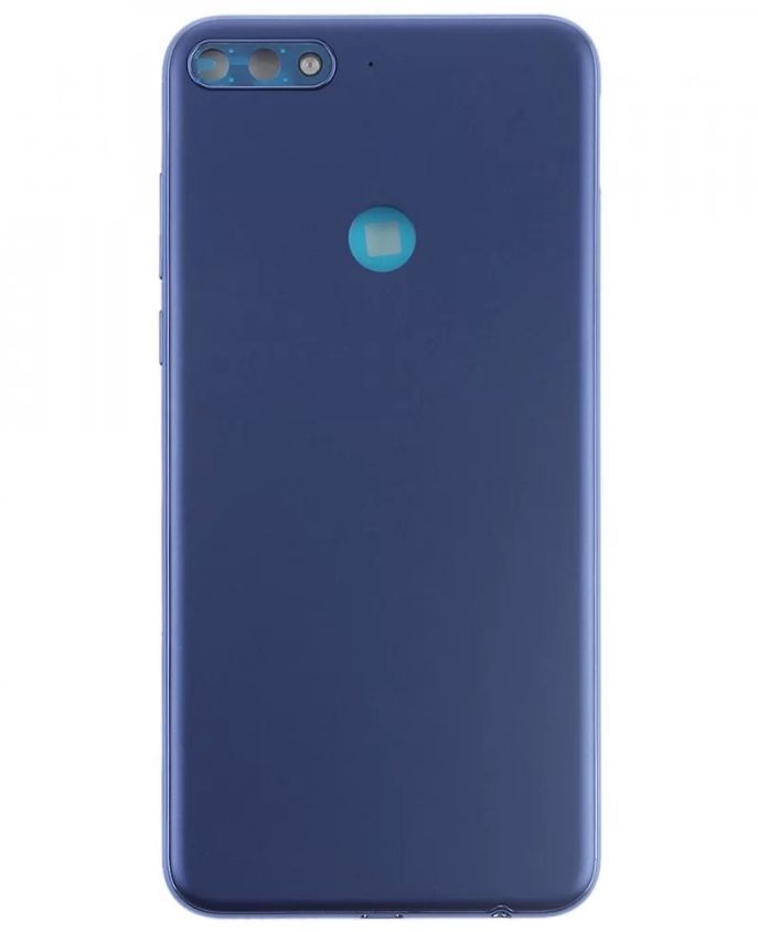 Задняя крышка Huawei Y7 Prime 2018 синяя, с вырезом под сканер отпечатка пальца и со стеклом камеры 23071 фото