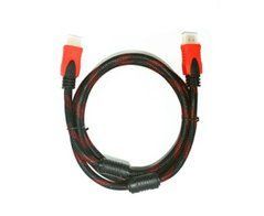 Видео кабель HDMI 5m с нейлоновой оплеткой и позолоченными коннекторами черно-красный 29062 фото